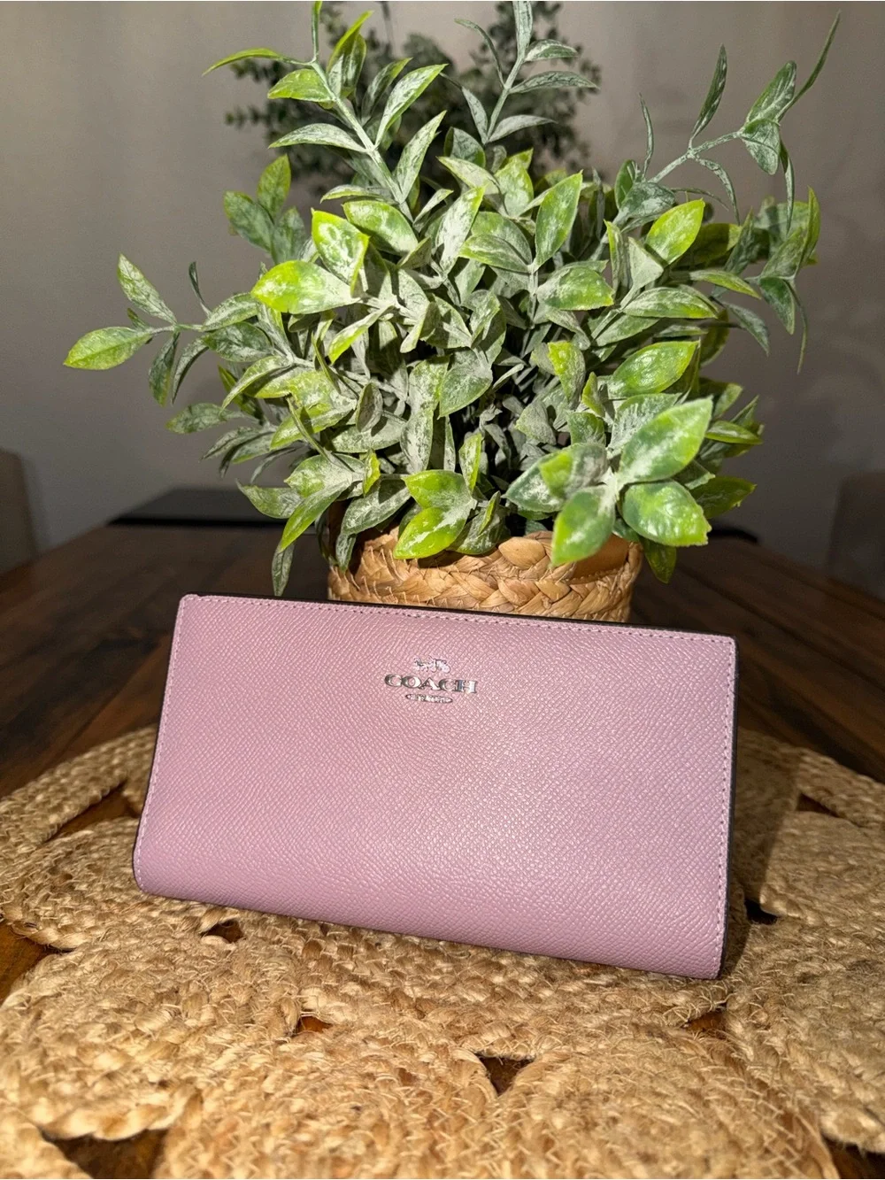 Coach Lavender Leather Continental Wallet
